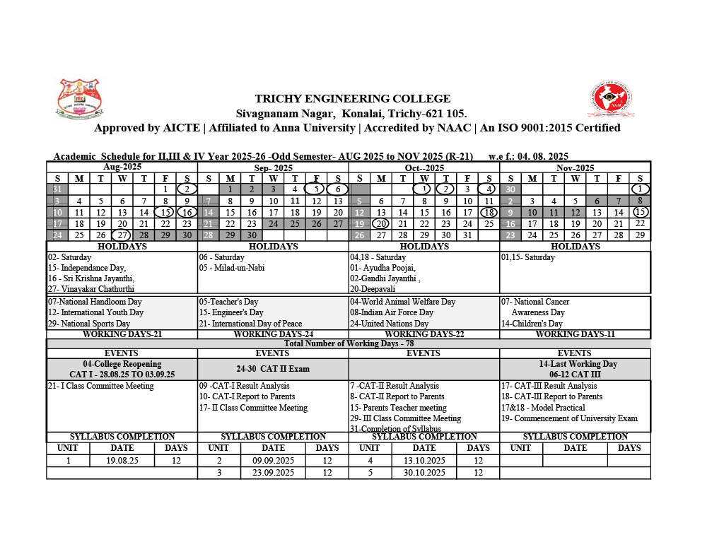 Academic Calendar 2025